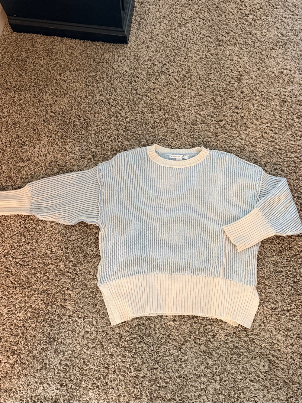 Altar’D State light blue and cream ribbed crewneck sweater - Women